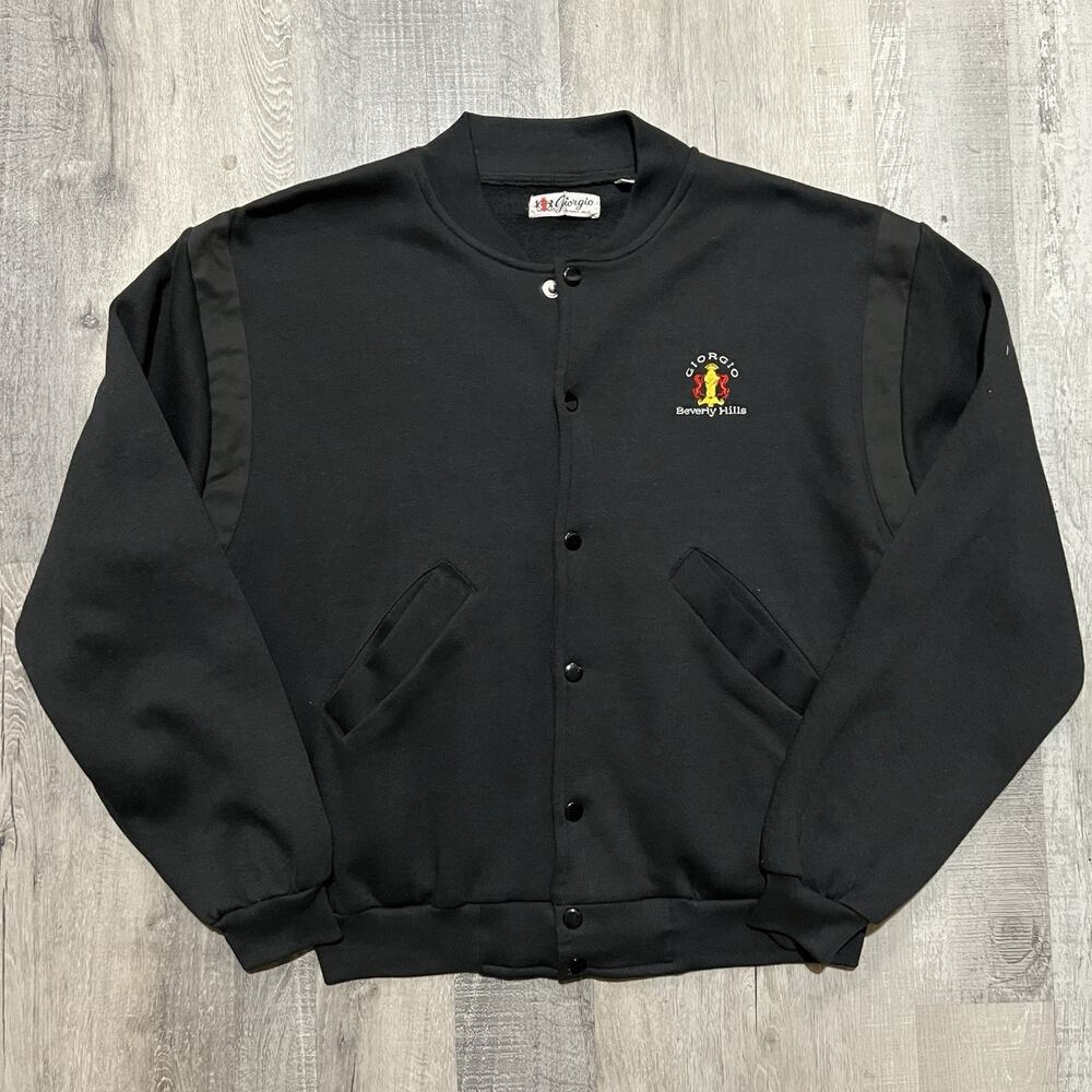 VTG Giorgio Beverly Hills Black Cotton Blend Snap Front California 80s Jacket